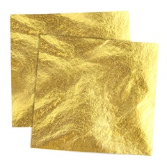 Metalické plátky zlaté 14x14 cm / 100 listov