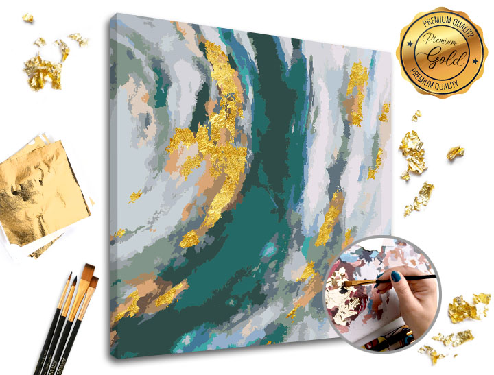 Maľovanie podľa čísel PREMIUM GOLD – Tyrkysová fantázia