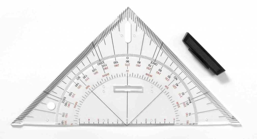 Navigačné trojuholníkové pravítko LENIAR 45° / 25 cm 