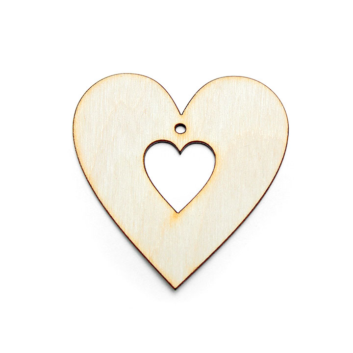Závesná drevená ozdoba na dekupáž - Srdce