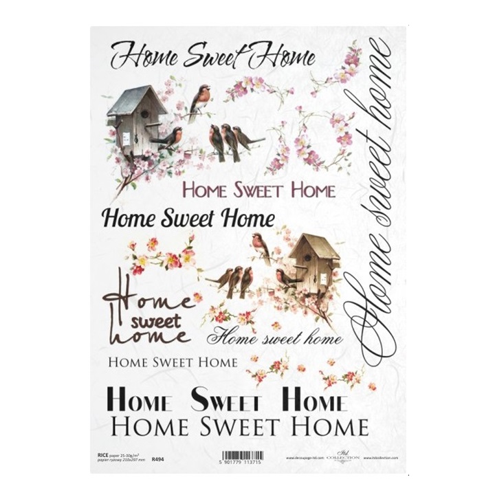 Ryžový papier A4 ITD - Home Sweet Home