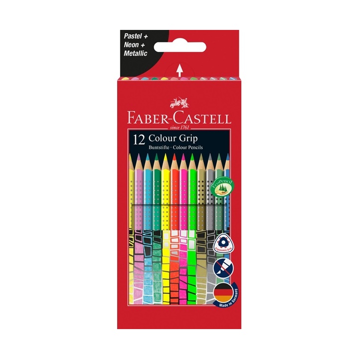 Farebné ceruzky Grip Pastel / Neon / Metallic Set 12 farebné